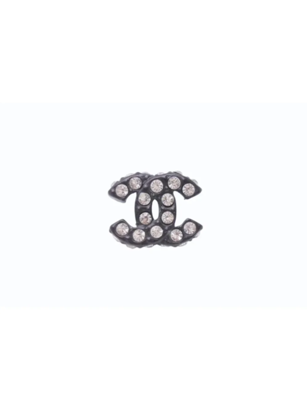 Chanel CC Logo Earrings 02 Rhinestone Black